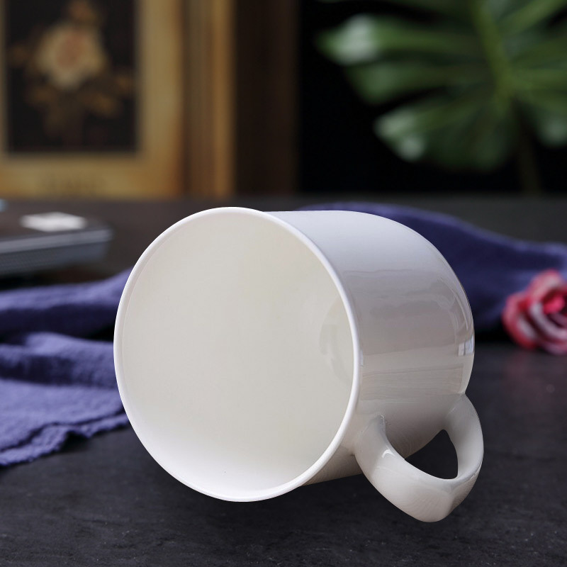 茶杯办公杯陶瓷杯纯白骨瓷带盖会议杯 单位:个