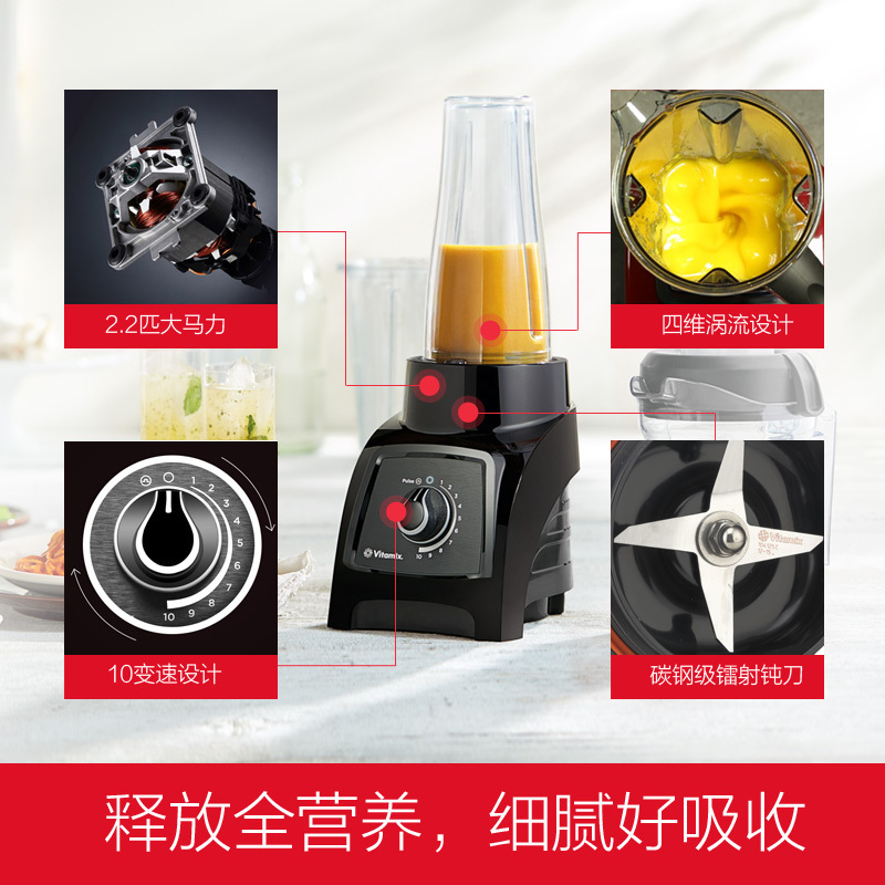 维他密斯(Vitamix)原装进口破壁机料理机 S30(黑色)全食物营养 一机多能便携双杯 研磨搅拌豆浆辅食榨汁绞肉机高清大图