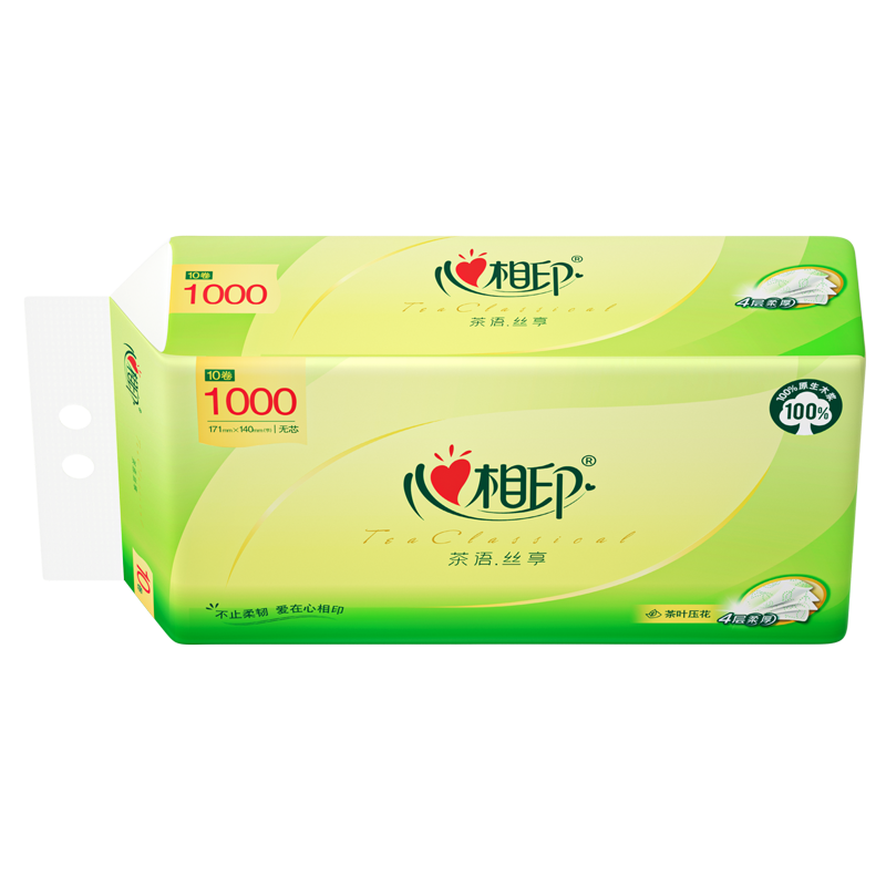 心相印 RW1310(箱装)心相印丝享100克10粒装四层无芯卫生纸*4提 生活用纸 ADA01269高清大图