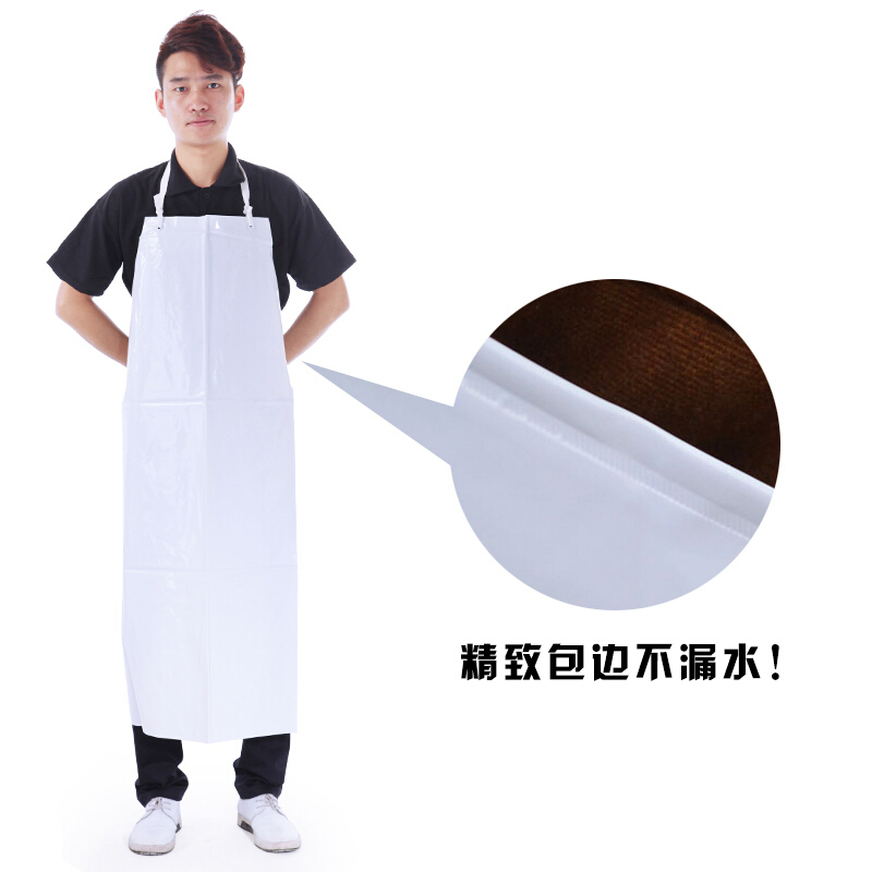 丛林狐 长白皮围裙水产杀鱼防水专用围裙白色男女厨房工作