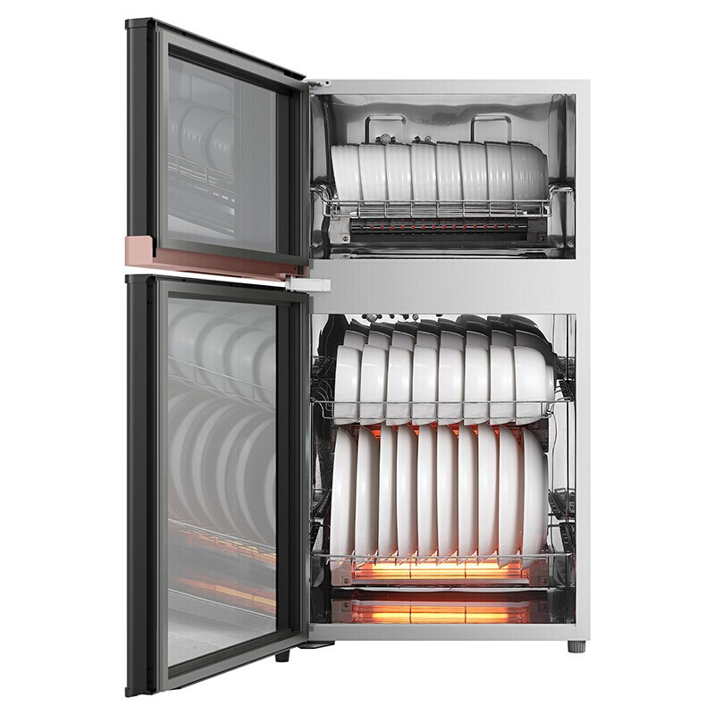 美的(Midea)消毒柜家用小型立式高温筷碗保洁柜 77L曜石黑钢化玻璃面板 二星级消毒