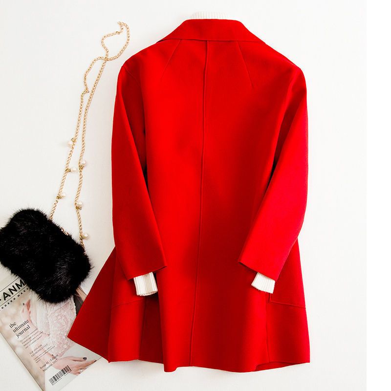 双面毛呢大衣女士时尚休闲长款呢子外套秋冬新款毛呢外套女中长款