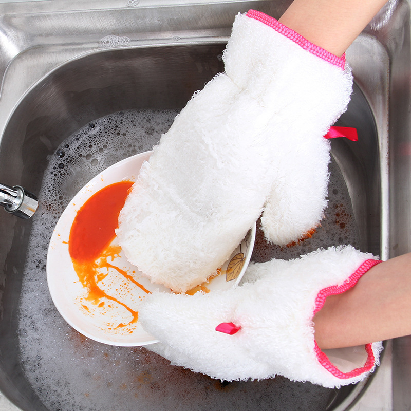 竹纤维洗碗手套家用厨房清洁防水防滑不沾油洗衣服家务手套