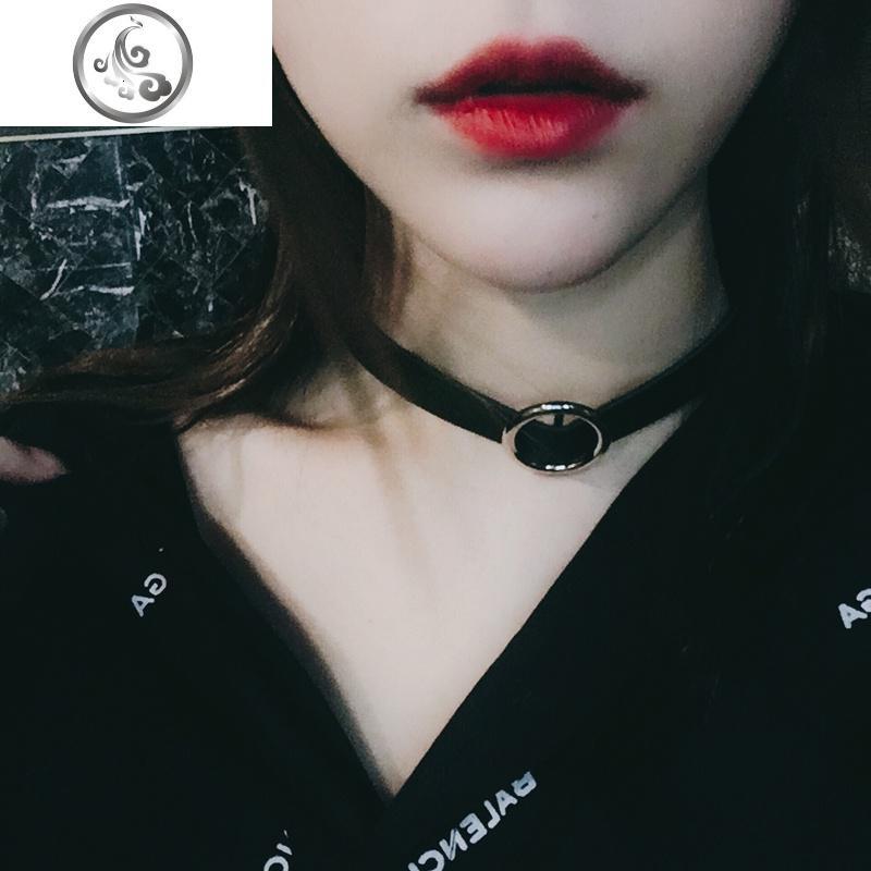 choker项圈女颈链日韩系锁骨项链性感PU皮质扣颈带网红脖子饰品宽 JiMi