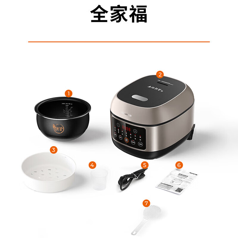 九阳(Joyoung)ZMD安心系列电饭煲4L家用IH电磁加热铁釜内胆电饭锅 预约多功能菜单 4L容量 F-40T06高清大图