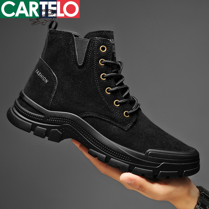 [线下专柜同款]卡帝乐鳄鱼(CARTELO)新款时尚高帮马丁靴休闲鞋靴子男鞋工装鞋