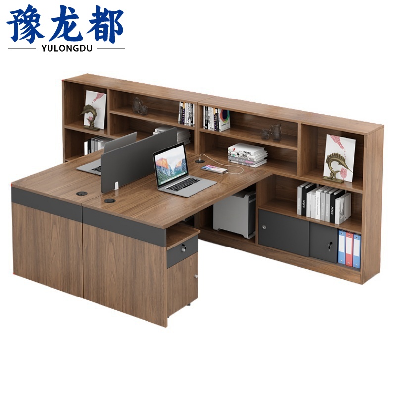 豫龙都 办公桌+柜 1.5m双人 套高清大图