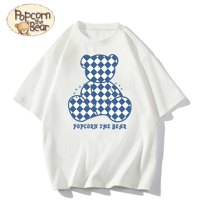 popcorn the bear韩版短袖t恤女学生夏季印花上衣服新款体恤女棉