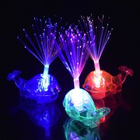 鲸鱼手指灯发光玩具变色孔雀开屏光纤灯儿童玩具地摊夜市货源地推 发光鲸鱼手指灯(三色随机混合) 10只装(自带电子)