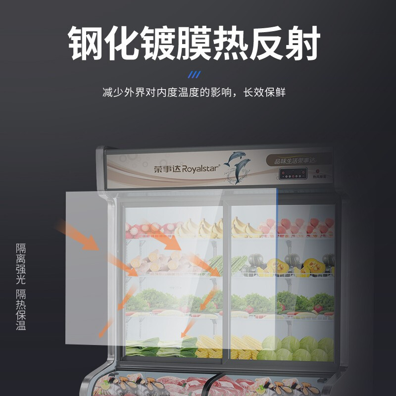 荣事达 Royalstar 1.2米三温点菜柜冷藏柜 冒菜麻辣烫展示柜 蔬菜水果保鲜柜商用 HY-1200W(三温三室款