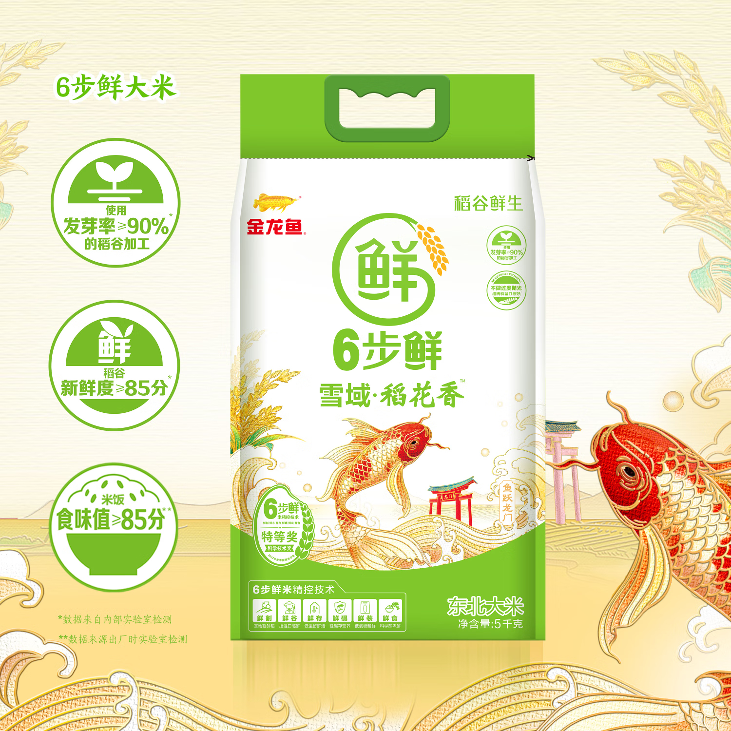 金龙鱼 大米 稻谷鲜生六步鲜雪域稻花香5kg