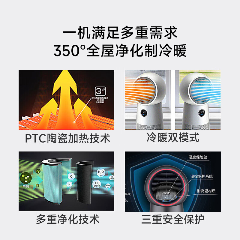 LEXY莱克N7净化冷暖风机多功能家用节能办公室客厅空气净化冷暖风取暖器NF701 N7-观辰-尊享版高清大图