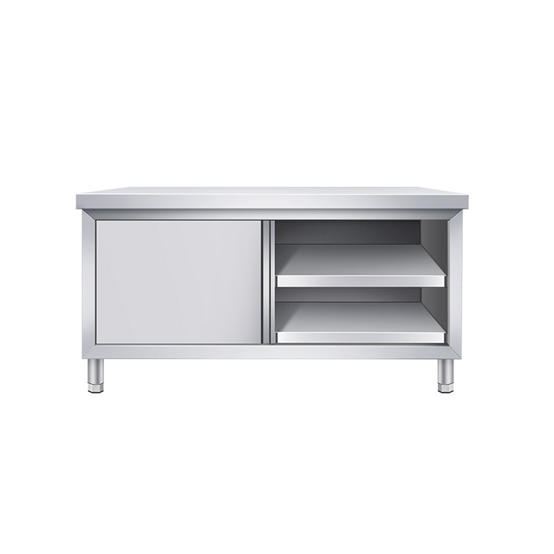 臻远不锈钢推拉门操作台移门打荷台 无需组装120*50*80单通拉门高清大图