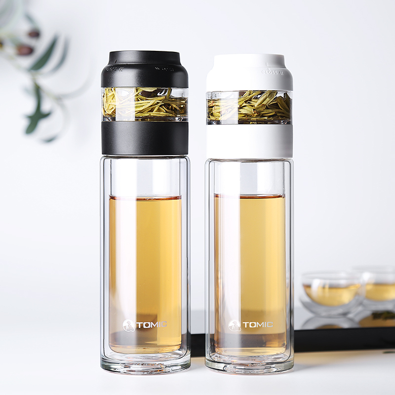 特美刻茶水分离泡茶杯双层玻璃杯男女士便携过滤杯子创意随手水杯TG82001 280ML