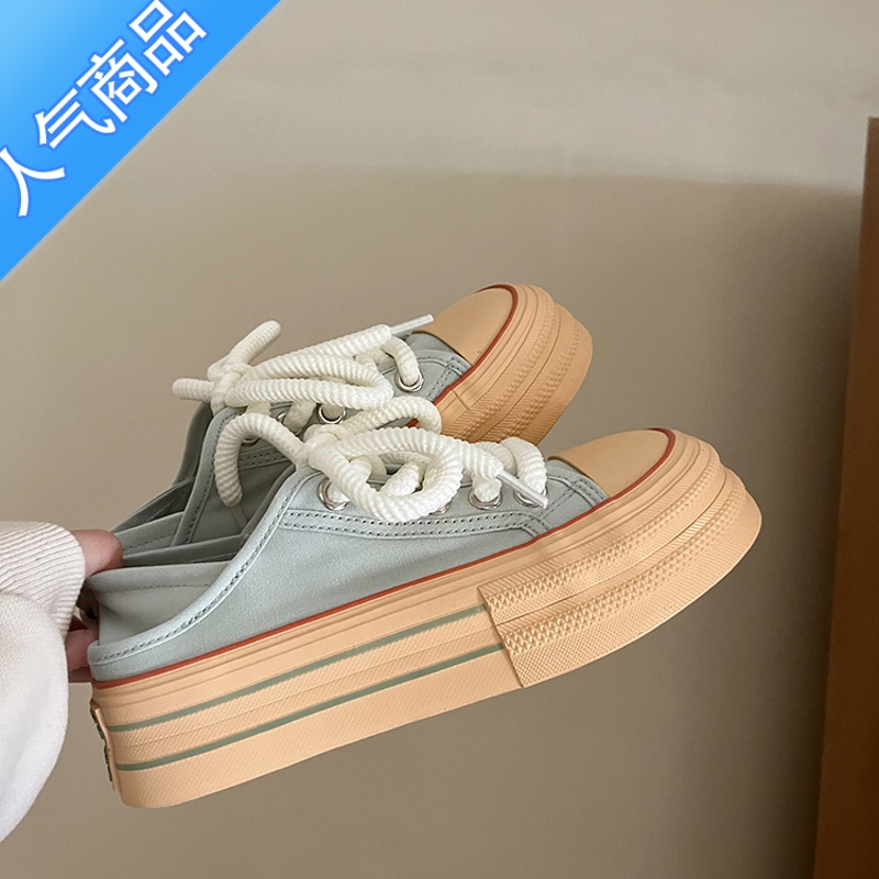 SUNTEK林先叁 两穿厚底帆布鞋女学生百搭小众设计休闲板鞋2023夏季新款高清大图