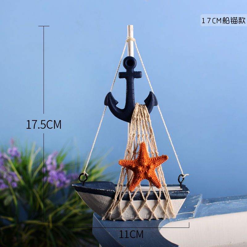 地中海一帆风顺船摆件工艺品17cm帆船模型桌面摆设ins风房间礼物