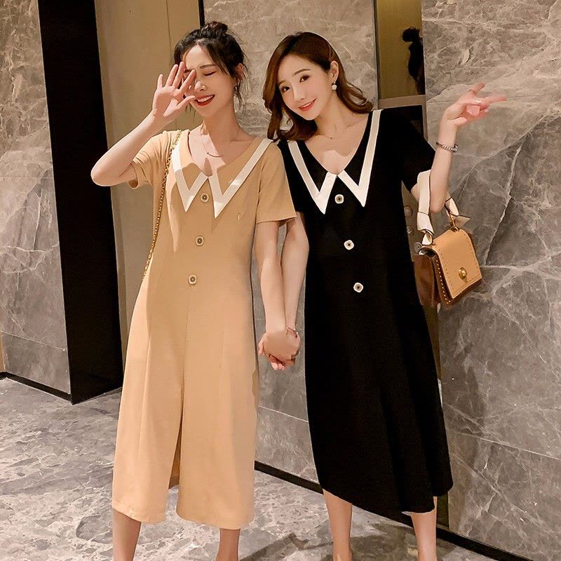 迪鲁奥（DILUAO)哺乳衣外出夏宽松孕妇装夏装外出2021新款孕妇连衣裙中长款时尚潮妈孕妇裙子夏季透气图片