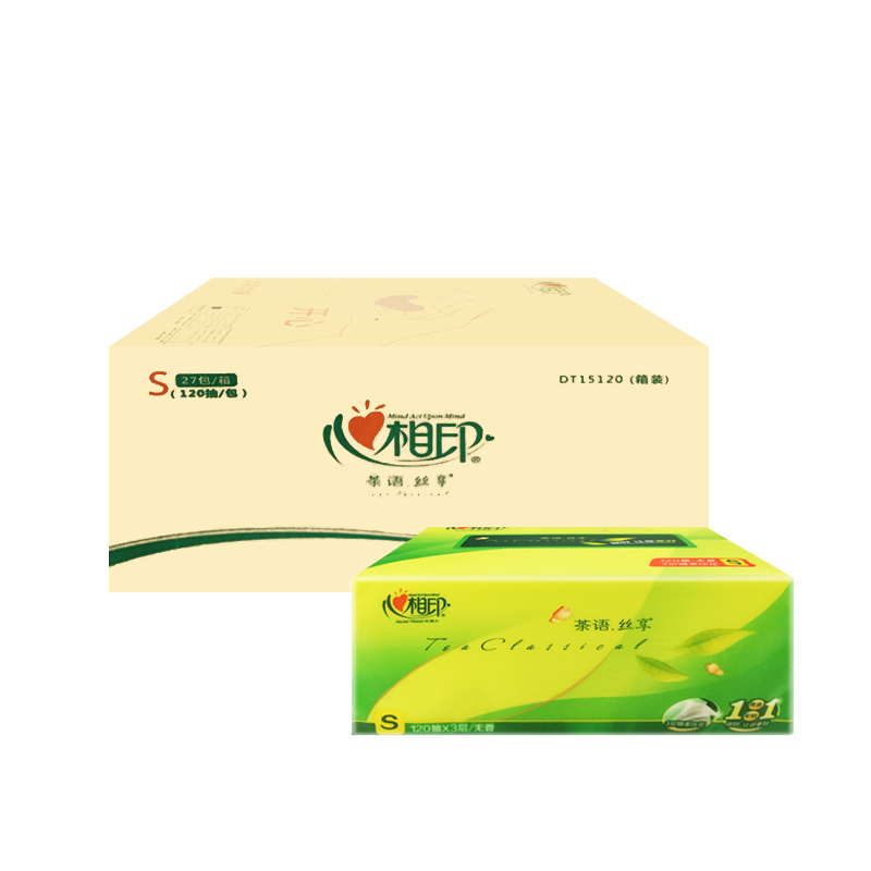 嘉创优品 心相印抽纸三层120抽S号小规格纸抽27包茶语面巾纸 整箱高清大图