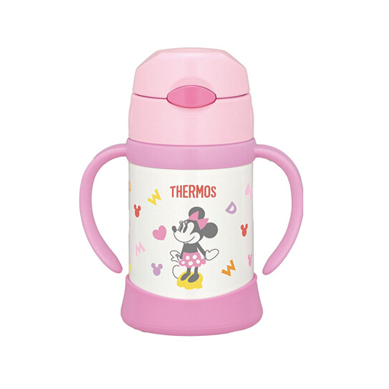 【米妮同款】THERMOS膳魔師 真空不锈钢吸管杯儿童保温杯 FHI250DS-LP 250ML 粉色304不锈钢保温杯