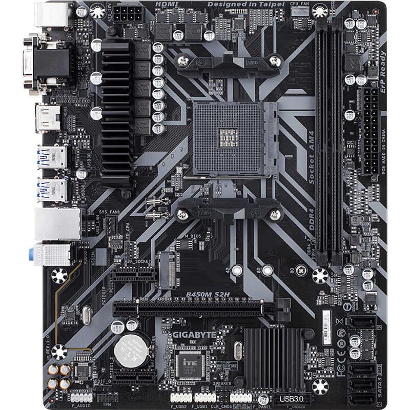 技嘉(GIGABYTE)B450M S2H 游戏主板 支持 CPU 3700X/3600X/3600