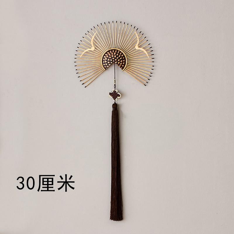 新中式客厅墙饰餐厅创意挂饰家居玄关铁艺壁挂电视沙发背景墙装饰 三维工匠 A款直径30_67