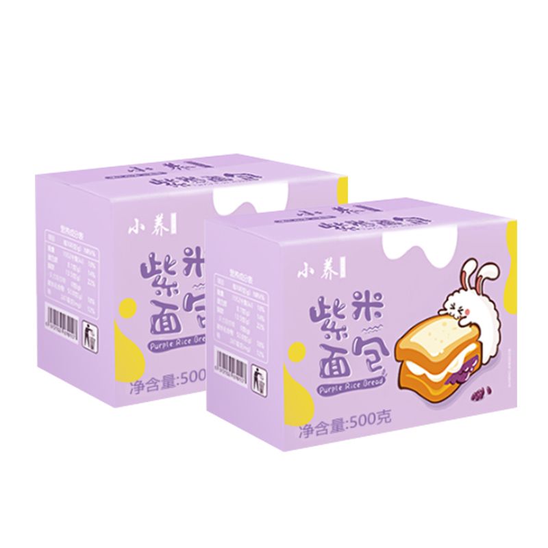小养 紫米面包500g/箱*2箱 整箱营养速食早餐夹心吐司网红零食BK