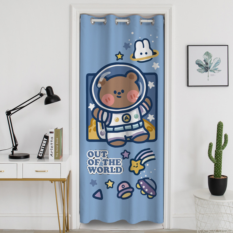 幸福派 门帘隔断帘免打孔家用卧室卫生间厨房柜子遮挡布帘子北欧风门帘布艺遮挡窗帘可爱卡通帘子家用卧室厨房卫生间夏季防蚊门帘 57S卡通 宽150*高190cm（门宽80-100cm)