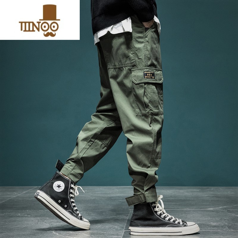 YANXU秋季机能工装裤男宽松大码束脚运动裤日系百搭加肥加大休闲裤子潮高清大图