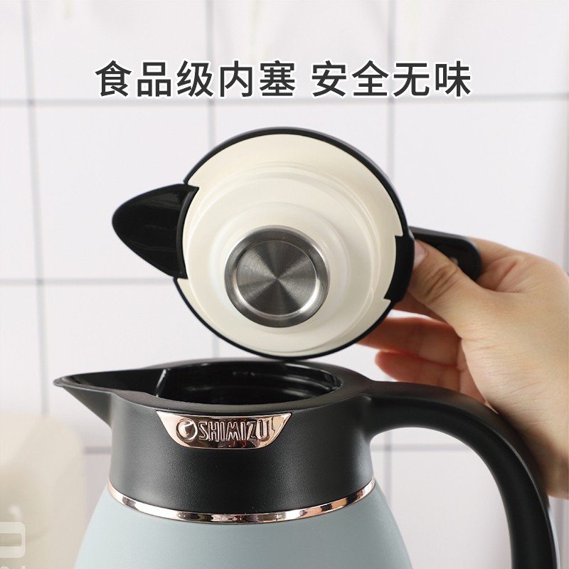 清水保温水壶玻璃内胆大容量家用保温壶热水瓶 1.6L 雾霾蓝 SM-1192-160高清大图