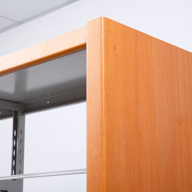 永格学校图书馆书架钢制资料展示架阅览室木护板双面书架 一列2组高清大图