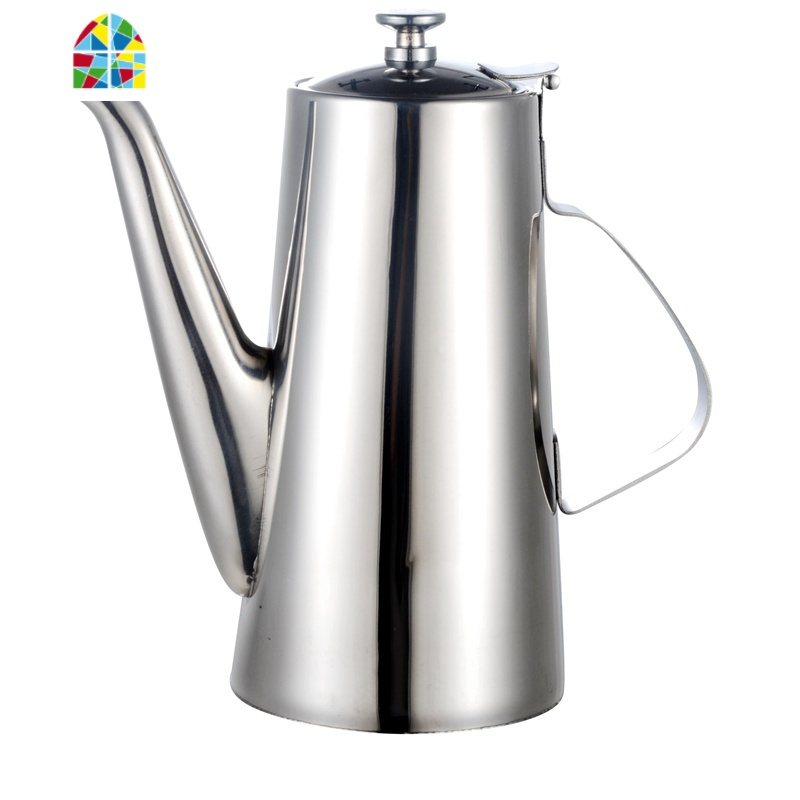 特厚不锈钢冷水壶咖啡壶大容量泡茶壶饭店餐厅家用凉水壶商用茶壶 FENGHOU 长嘴2L香槟金,易脱漆