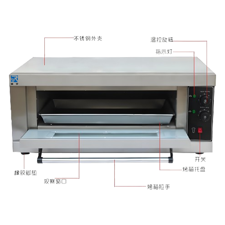瑞宇牌经济款单层单盘电烤箱/980*660*460mm/220V3.2kw高清大图