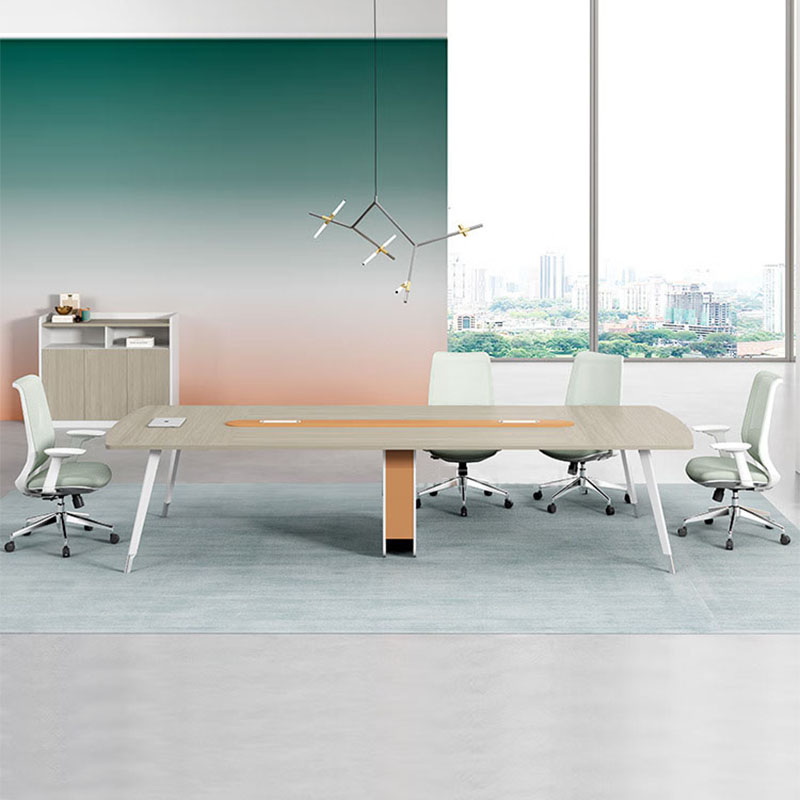 鑫金虎 时光榆木系列会议桌办公桌长条桌洽谈桌 4.2m高清大图