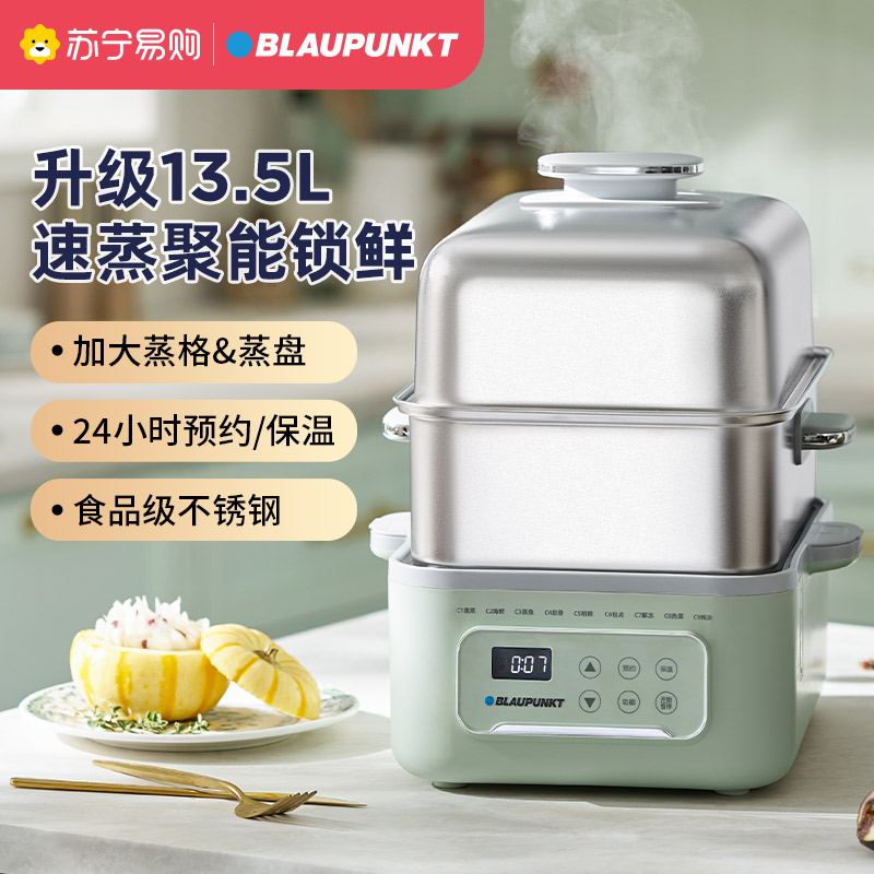 德国蓝宝(Blaupunkt)不锈钢电蒸锅家用预约煲汤隔水炖多功能煮锅全自动电炖锅