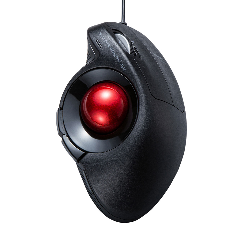 日本山业sanwa人体工学轨迹球鼠标轻音按键垂直竖握5键多档dpi黑色有