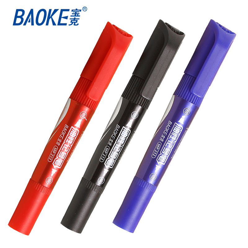 宝克(baoke)官方正品油性记号笔MP212黑蓝红色双头大头笔可加墨快递物流高清大图