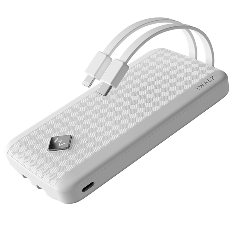 爱沃可【3C认证可上飞机】UBS004 大容量 移动电源 10000毫安/lightning+type-c适用/白色