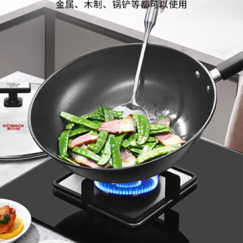 康巴赫(KBH)铁锅无涂层炒锅少油烟家用炒菜锅32cm坚玖系列电磁炉燃气灶通用KGJ-C32A高清大图