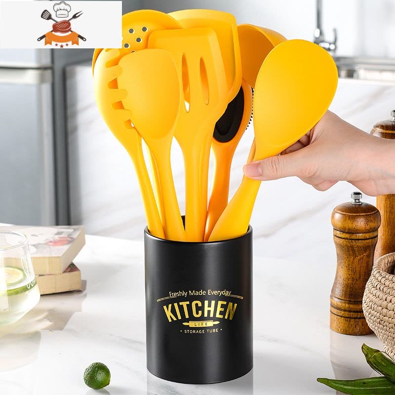 硅胶不粘锅专用锅铲套装组合汤勺可高温家用厨具厨房炒菜铲子 敬平 漏勺图片