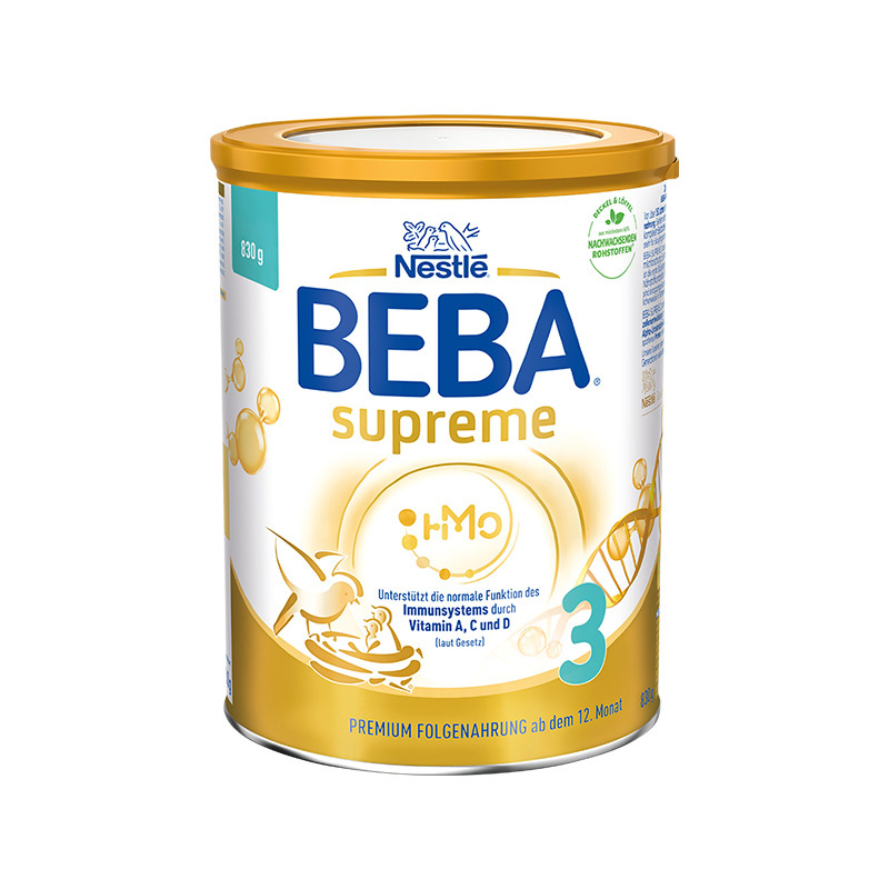 德国雀巢(Nestle)BEBA贝巴至尊版SUPREME五种HMO高端进口婴幼儿三段奶粉830g/罐装 适合12个月以上