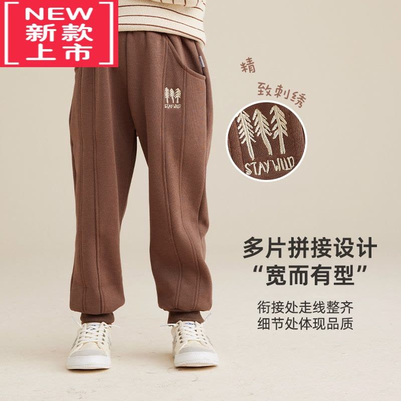 可莉允儿童加绒裤子冬季新款加厚保暖运动裤男女童一体绒卫裤潮保暖裤图片
