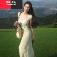 YIBUSHENG[冰冰蜜瓜奶昔~]露背连衣裙女纯欲温柔风修身甜辣包臀长裙女