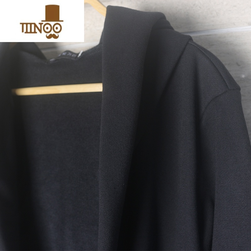 YANXU暗黑系长款风衣男外套宽松连帽英伦风过膝开衫披风休闲斗篷大衣潮高清大图