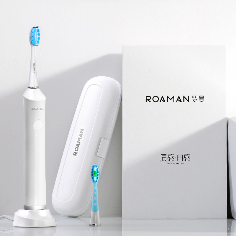 罗曼(ROAMAN)电动牙刷RM-88725档护齿模式无线感应充电式成人智能亮白声波震动家用银色软毛牙刷电动牙刷