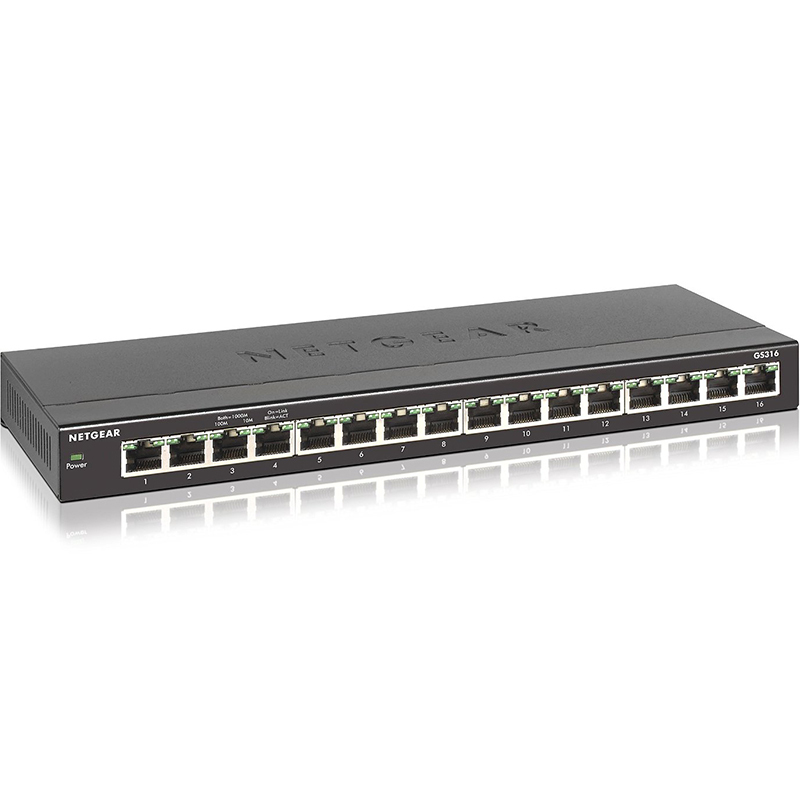 美国网件(NETGEAR)GS316 16口全千兆非网管交换机 中小型企业商用以太网交换机