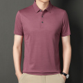 冰丝速干短袖t恤男夏季男式桑蚕丝免烫有领Polo衫中年爸爸装 195/XXXXL 紫红