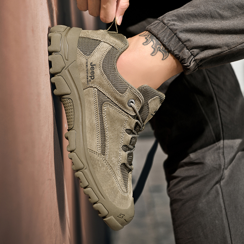 Jeep吉普户外登山鞋男防滑减震运动鞋专业爬山男鞋情侣徒步旅游鞋高清大图