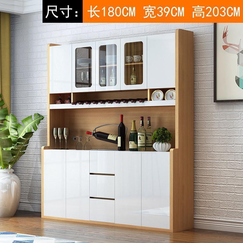森美人北欧餐边柜微波炉厨房柜子高酒架碗柜大储物现代简约酒柜茶水柜 668下柜+718上架6门以上