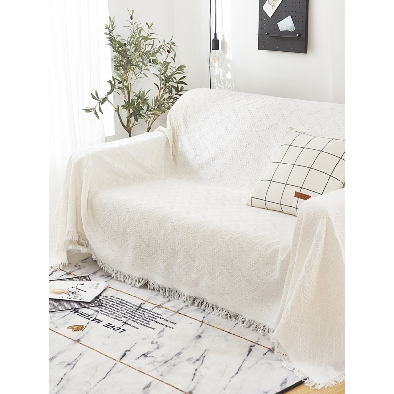 家柏饰(CORATED)北欧色沙发巾沙发布全盖毯子单简约沙发套沙发垫盖布罩 岩灰菱形[] 230*275cm高清大图