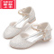 可莉允女童高跟鞋公主儿童包头凉鞋宝石皮鞋配纱裙白色软底小孩子水晶鞋运动休闲鞋